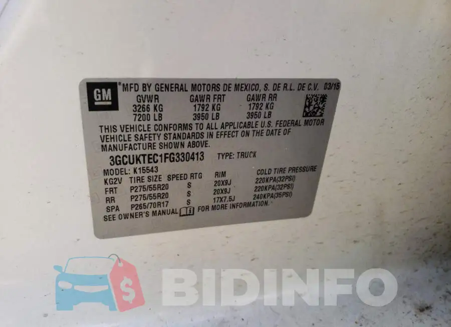 3GCUKTEC1FG330413 Photo# 12