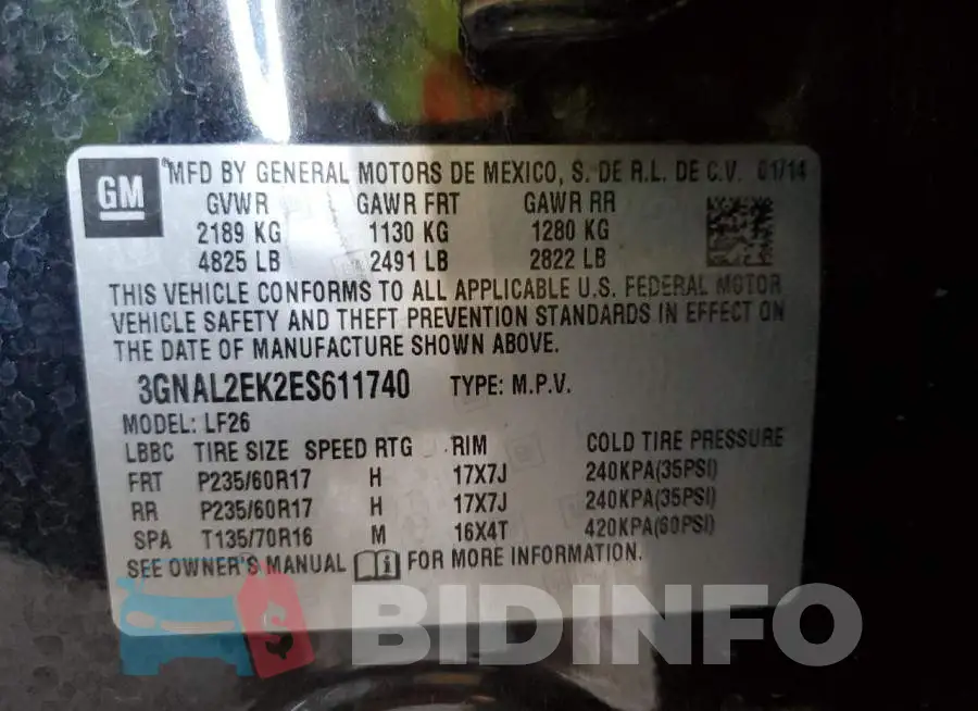 3GNAL2EK2ES611740 Photo# 12