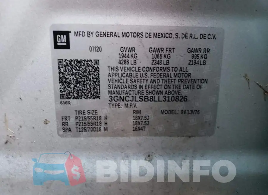 3GNCJLSB8LL310826 Photo# 13
