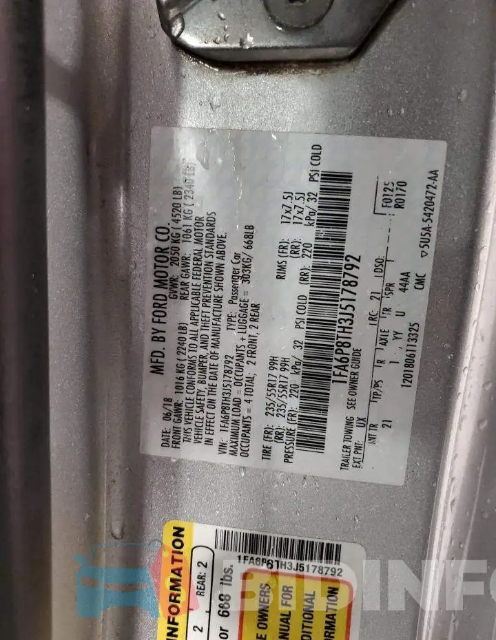 1FA6P8TH3J5178792 Photo# 10