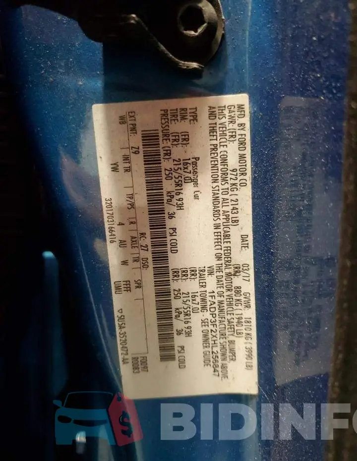 1FADP3F2XHL256847 Photo# 12