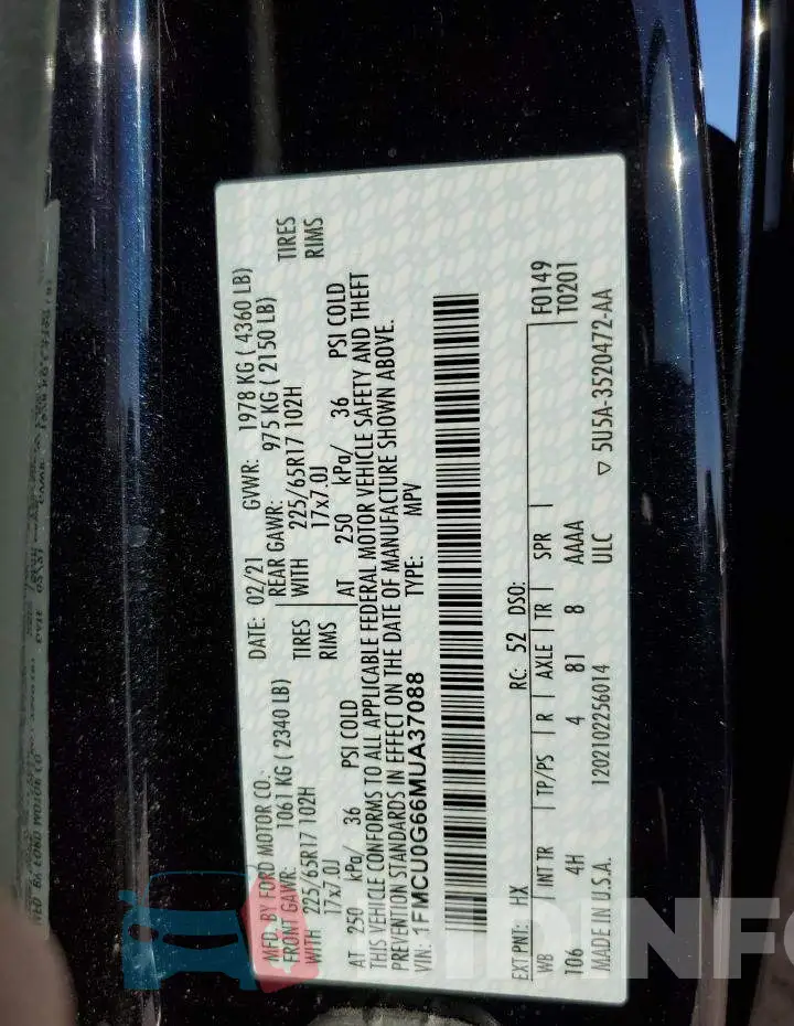 1FMCU0G66MUA37088 Photo# 13