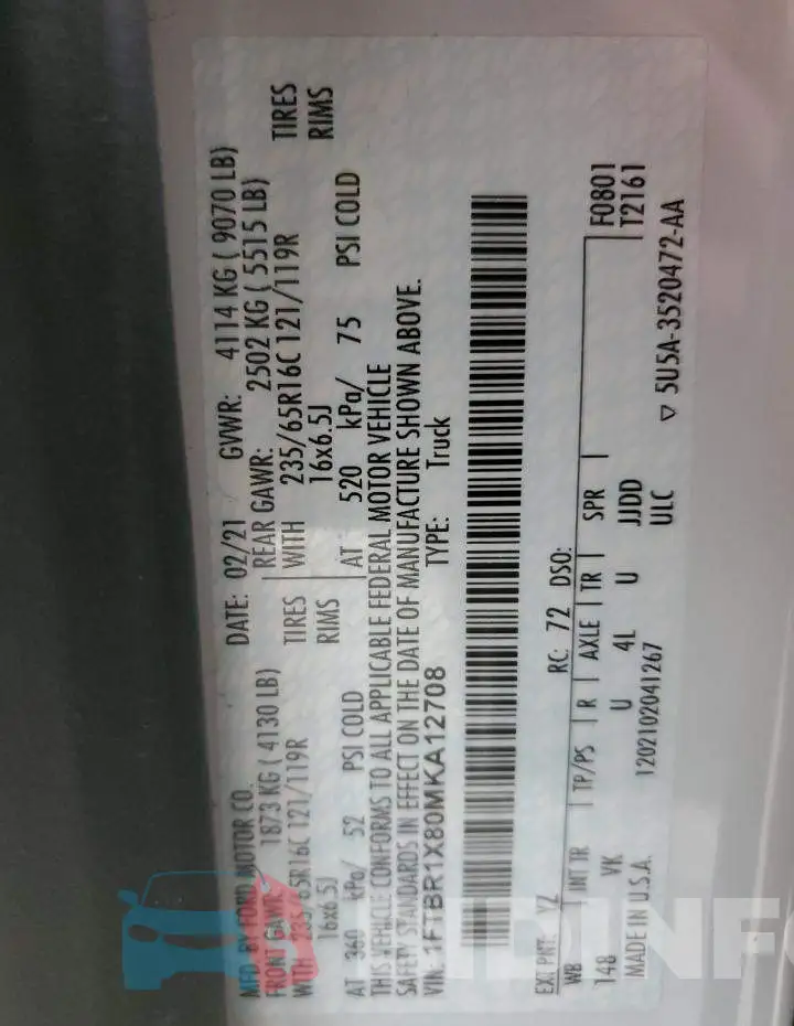 1FTBR1X80MKA12708 Photo# 14