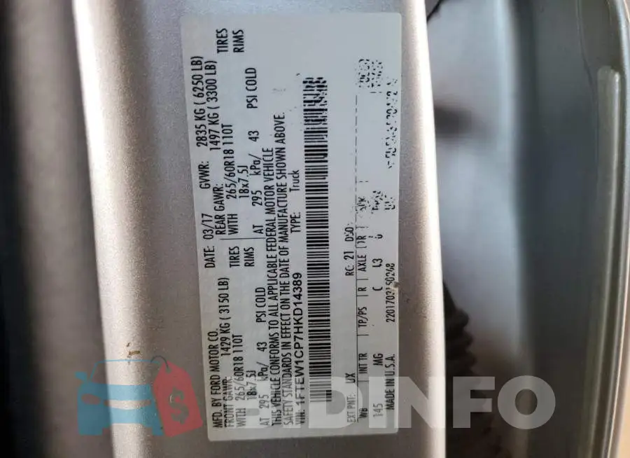 1FTEW1CP7HKD14389 Photo# 13