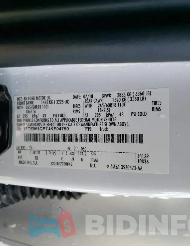 1FTEW1CP7JKF04750 Photo# 12