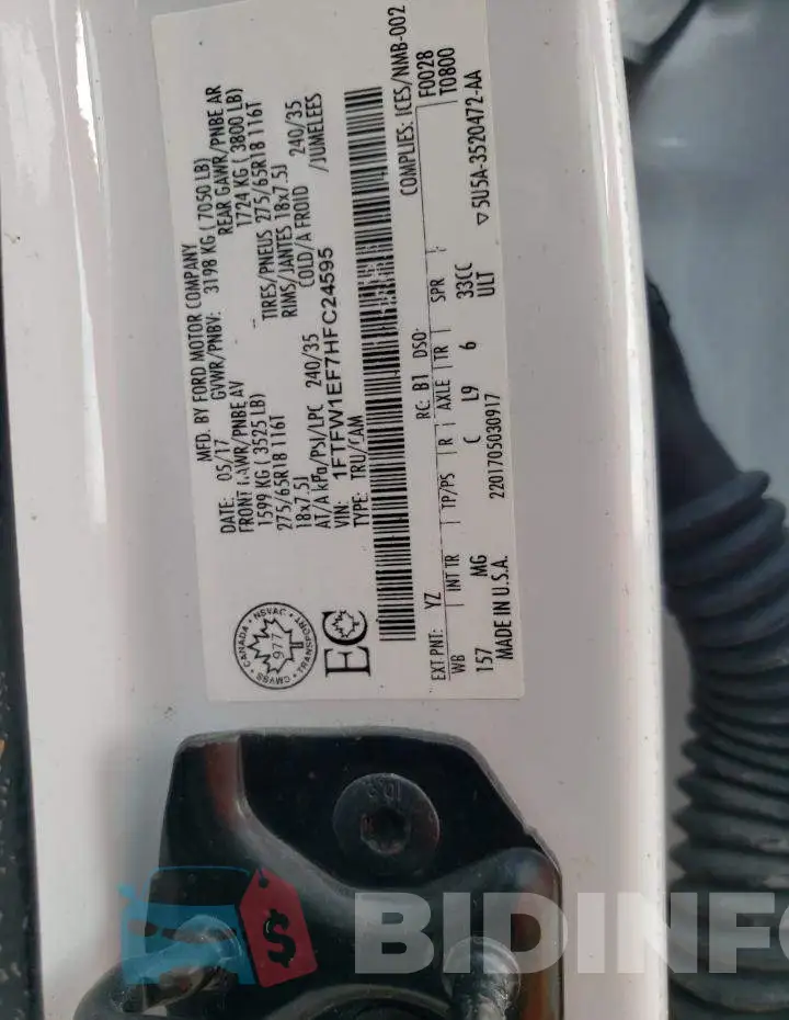1FTFW1EF7HFC24595 Photo# 12
