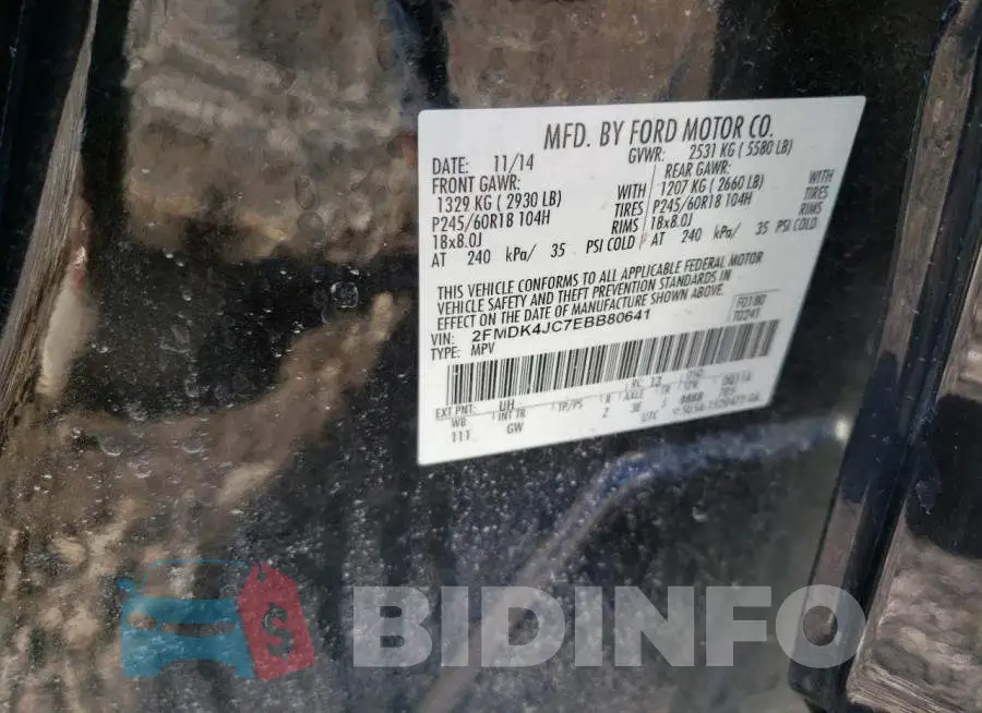 2FMDK4JC7EBB80641 Photo# 12