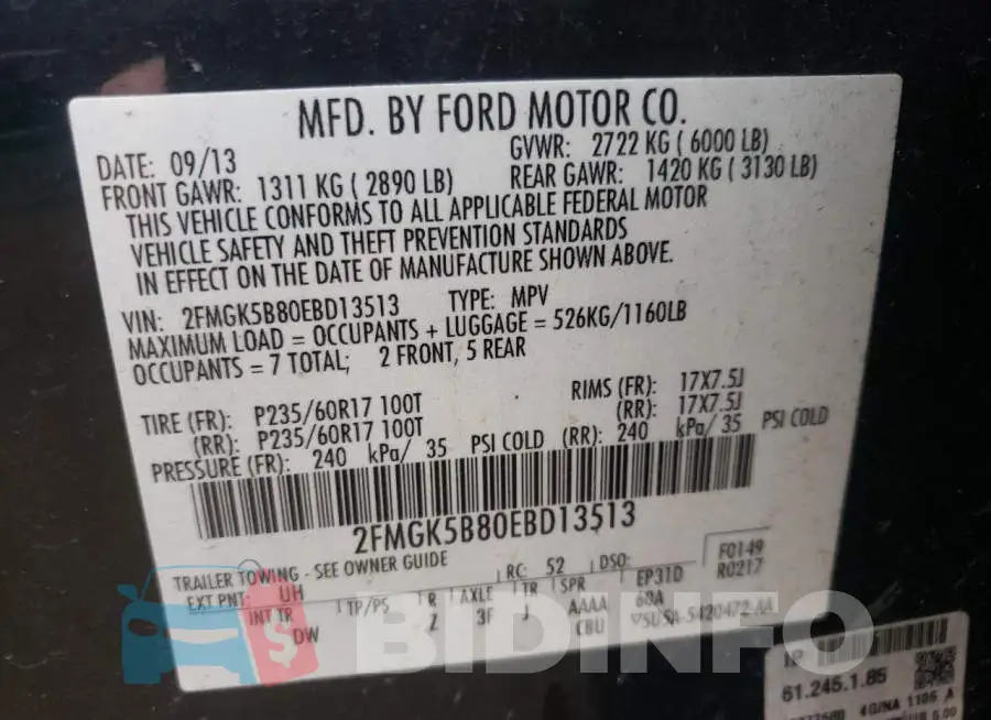 2FMGK5B80EBD13513 Photo# 13