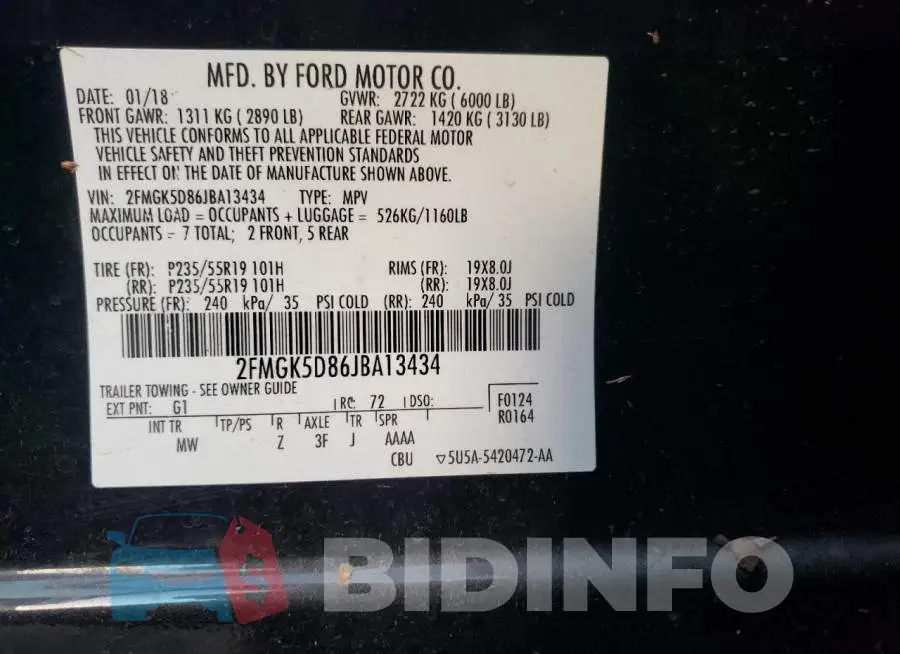 2FMGK5D86JBA13434 Photo# 12