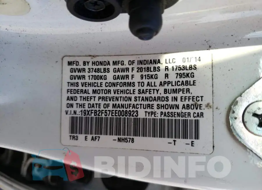 19XFB2F57EE008923 Photo# 13