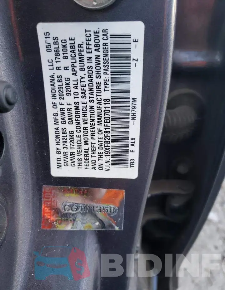 19XFB2F81FE070118 Photo# 12