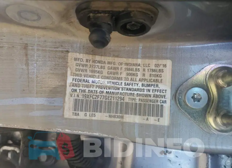 19XFC2F77GE211294 Photo# 13