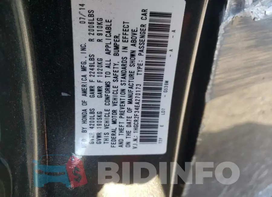 1HGCR2F34EA270173 Photo# 12