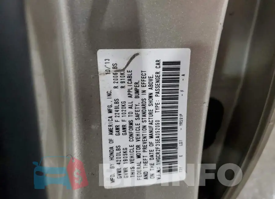 1HGCR2F35EA052050 Photo# 10