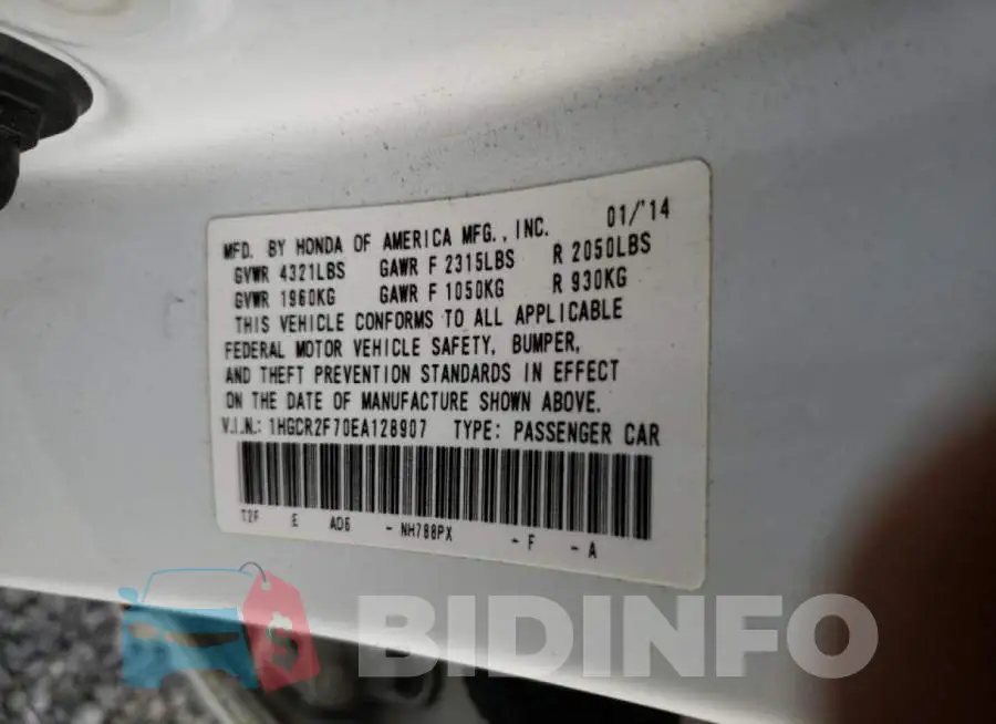 1HGCR2F70EA128907 Photo# 12