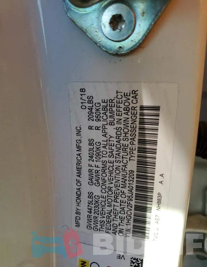 1HGCV2F95JA013209 Photo# 12