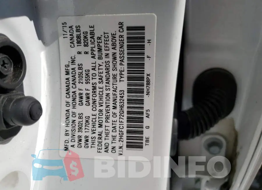 2HGFC1F72GH632453 Photo# 12