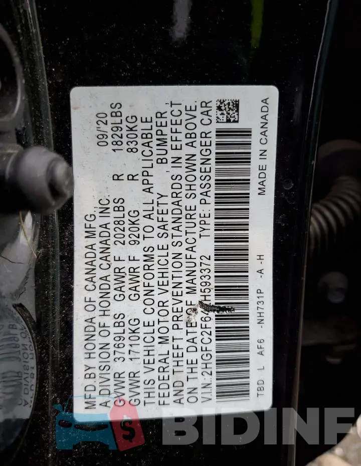 2HGFC2F64LH593372 Photo# 12