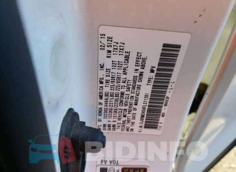 5J6RM3H58FL011391 Photo# 13