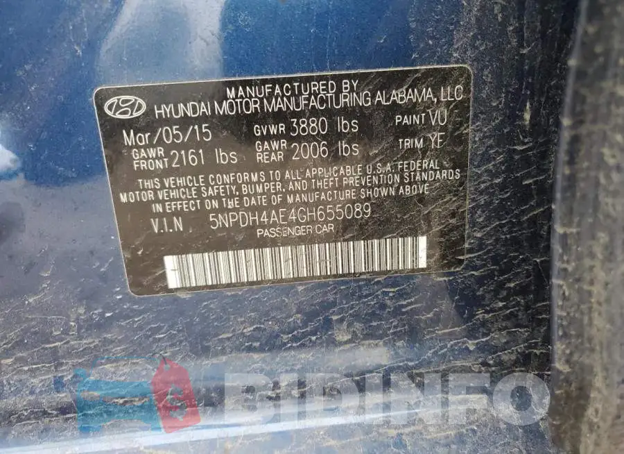 5NPDH4AE4GH655089 Photo# 12