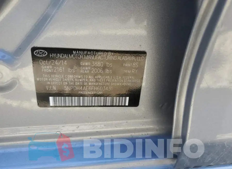 5NPDH4AE6FH603431 Photo# 13