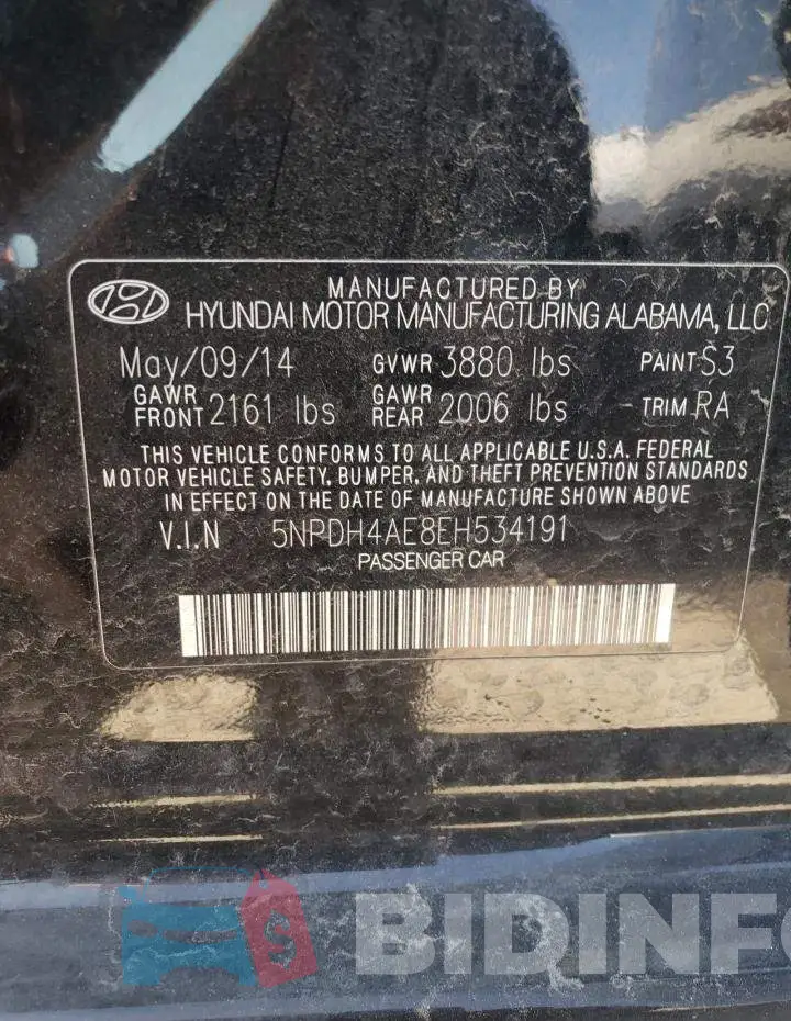 5NPDH4AE8EH534191 Photo# 12