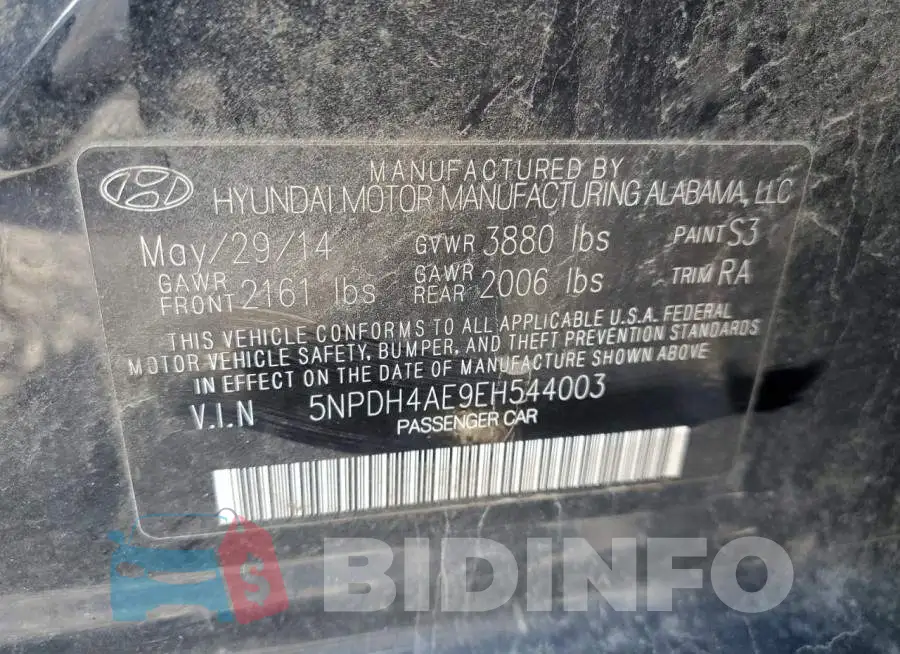 5NPDH4AE9EH544003 Photo# 13