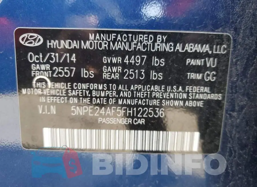5NPE24AF5FH122536 Photo# 13