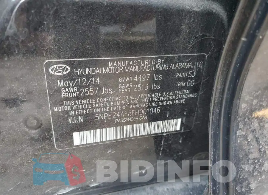 5NPE24AF8FH001046 Photo# 12