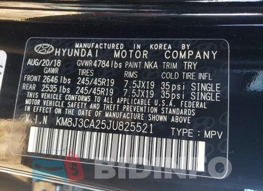 KM8J3CA25JU825521 Photo# 14