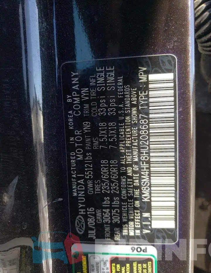KM8SM4HF8HU208687 Photo# 13