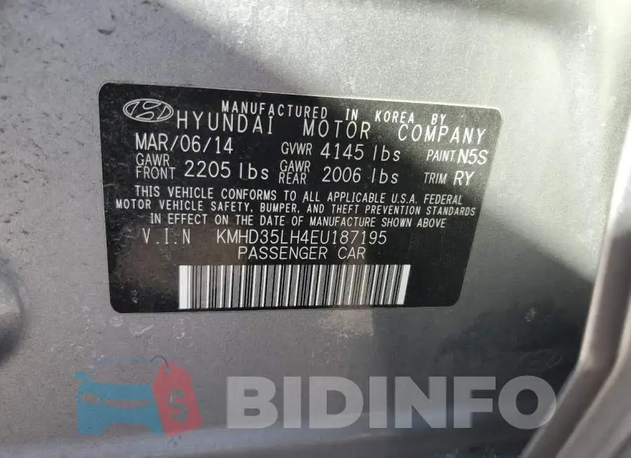 KMHD35LH4EU187195 Photo# 12