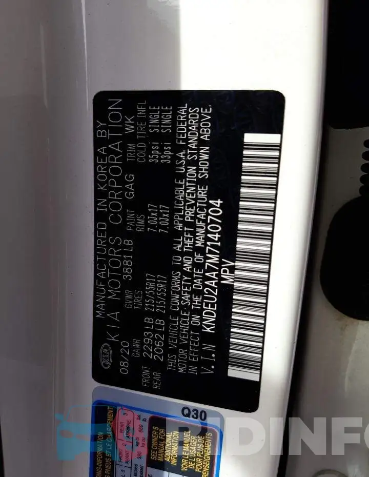 KNDEU2AA7M7140704 Photo# 13