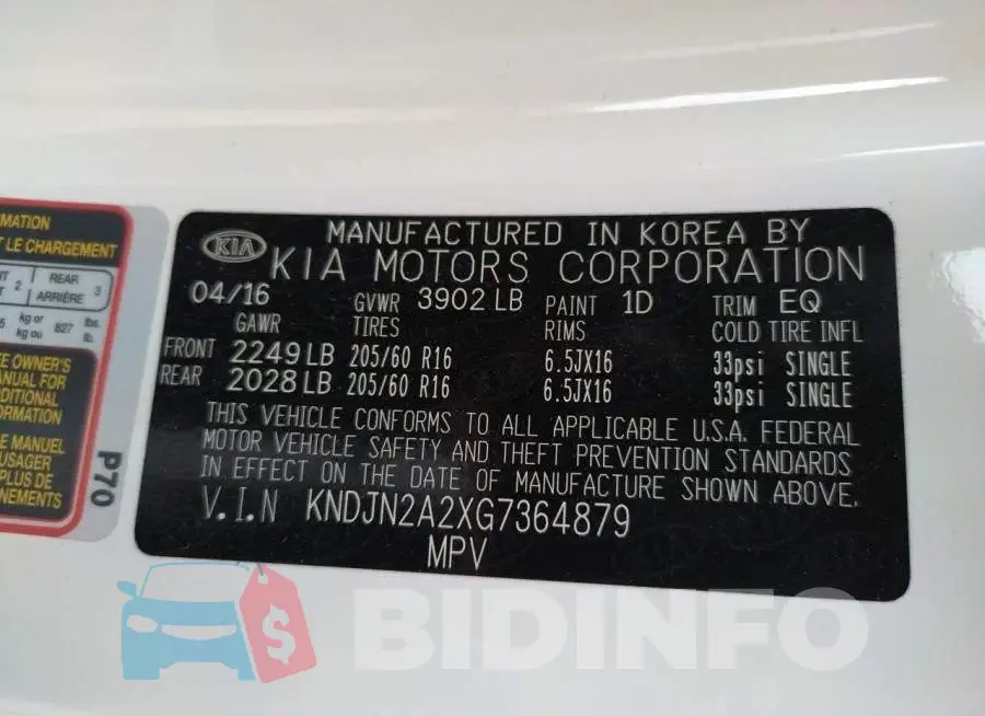 KNDJN2A2XG7364879 Photo# 13