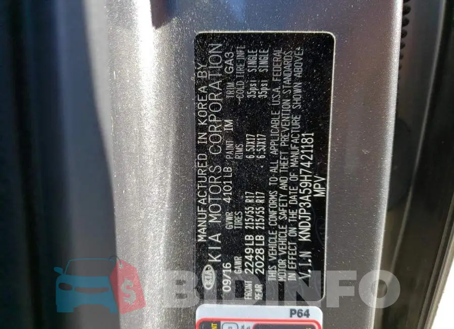 KNDJP3A59H7421181 Photo# 12