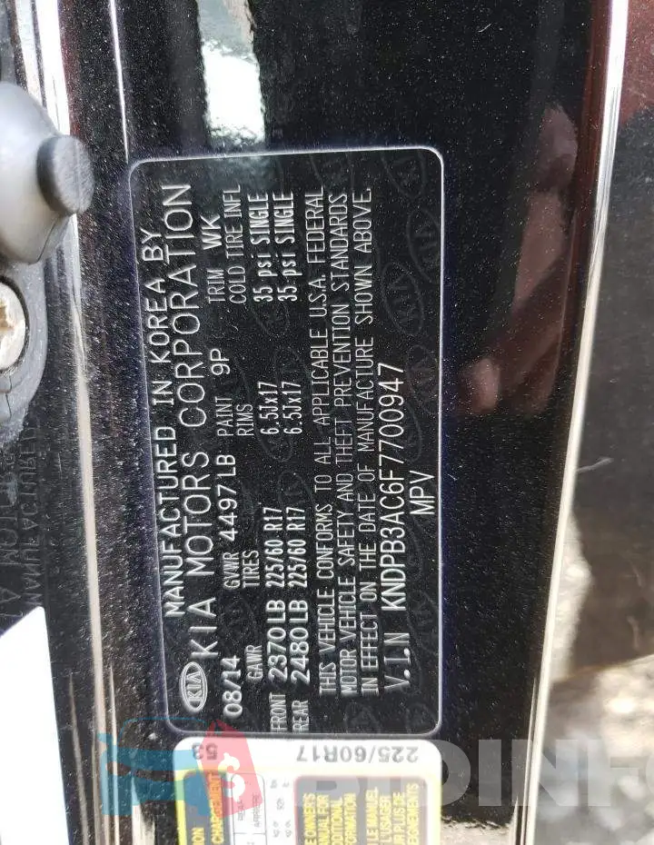 KNDPB3AC6F7700947 Photo# 13