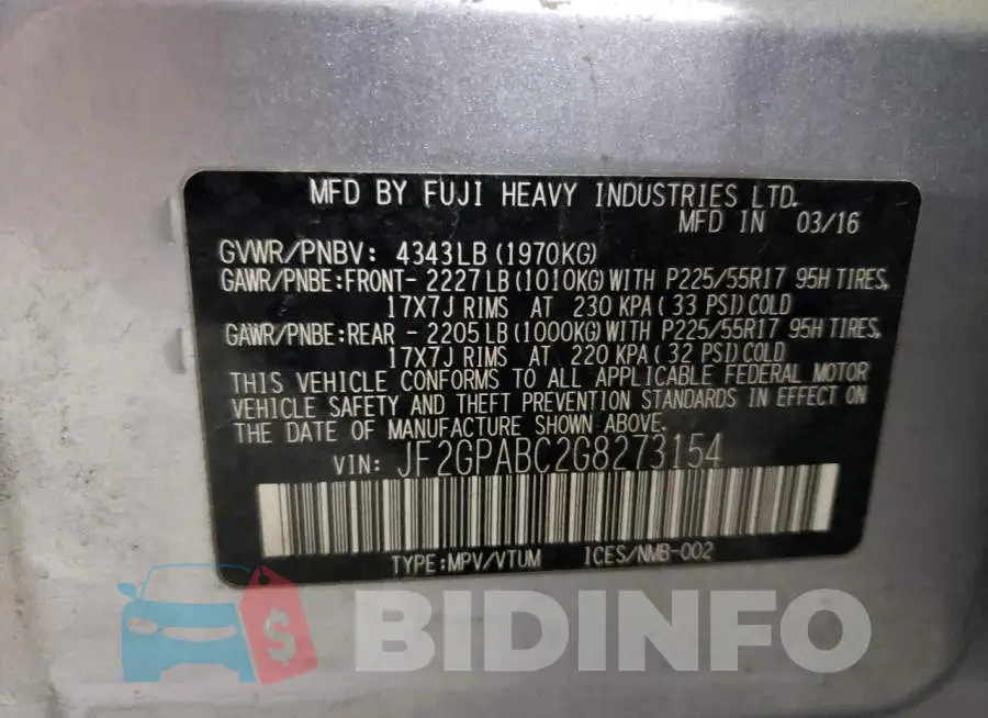 JF2GPABC2G8273154 Photo# 12