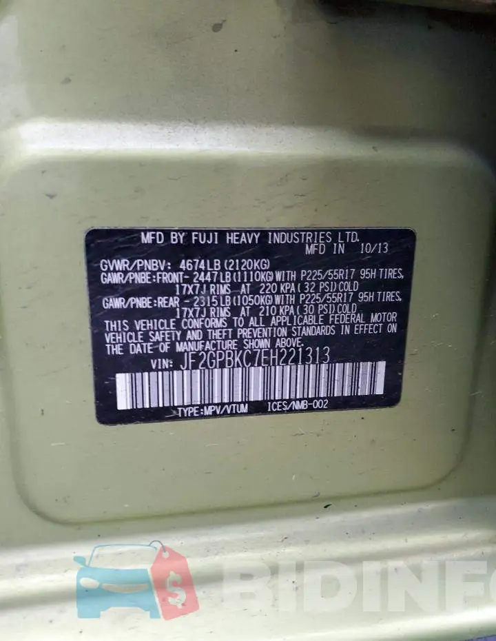 JF2GPBKC7EH221313 Photo# 12