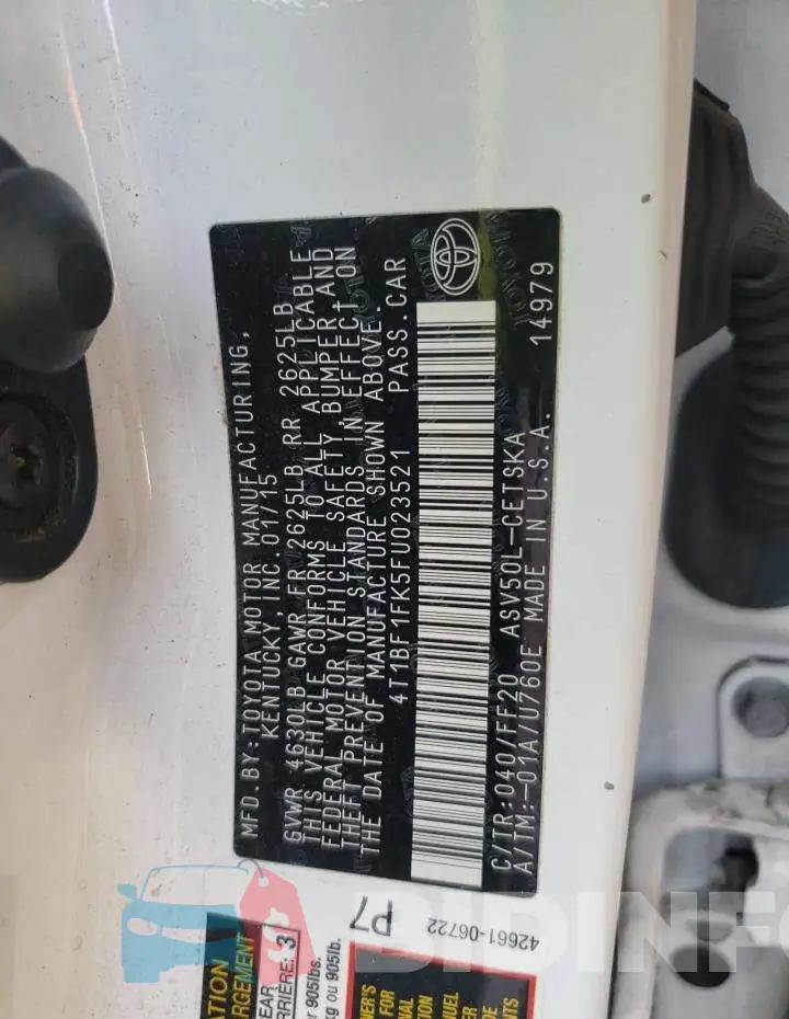 4T1BF1FK5FU023521 Photo# 12