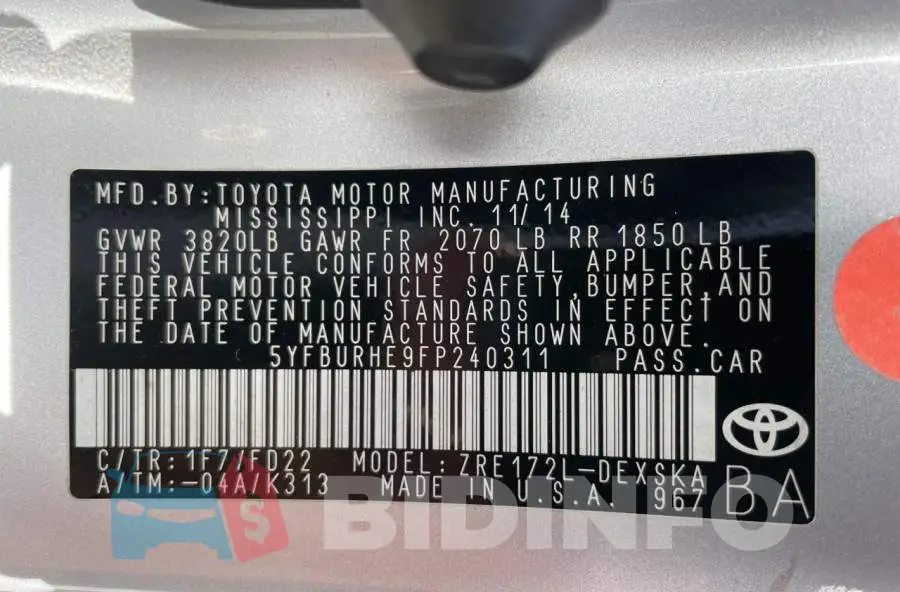 5YFBURHE9FP240311 Photo# 10