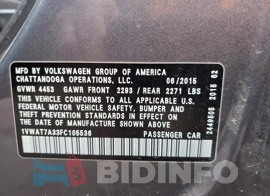1VWAT7A33FC105536 Photo# 12