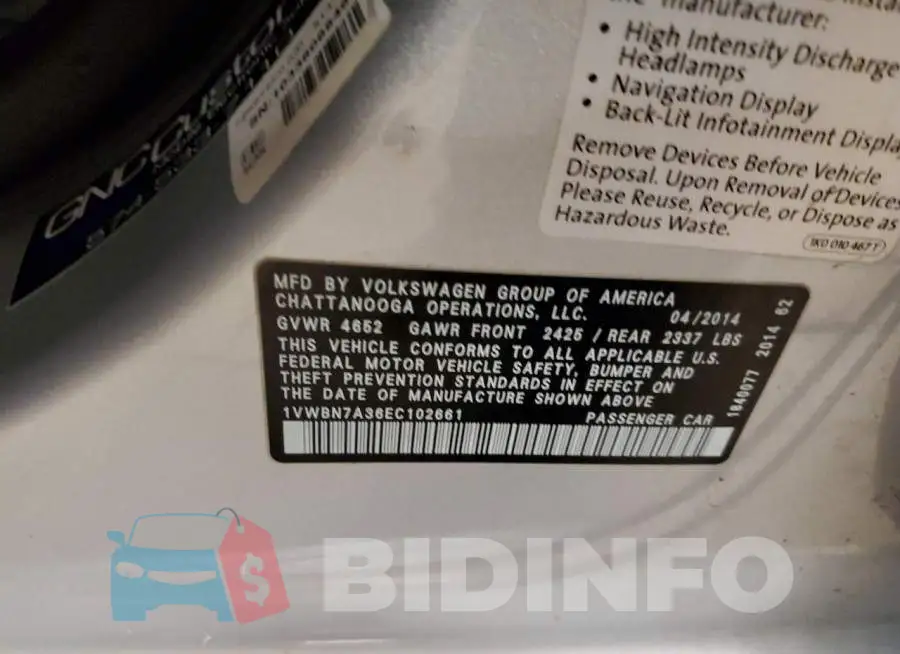 1VWBN7A36EC102661 Photo# 12