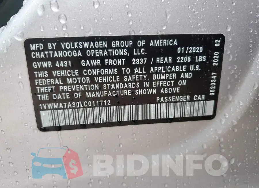 1VWMA7A30LC011712 Photo# 13