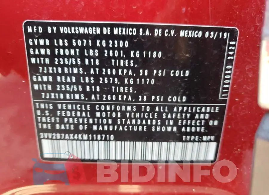 3VV2B7AX4KM118710 Photo# 13