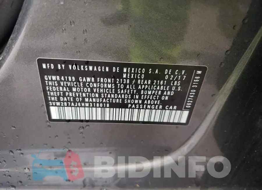 3VW2B7AJ6HM318018 Photo# 13