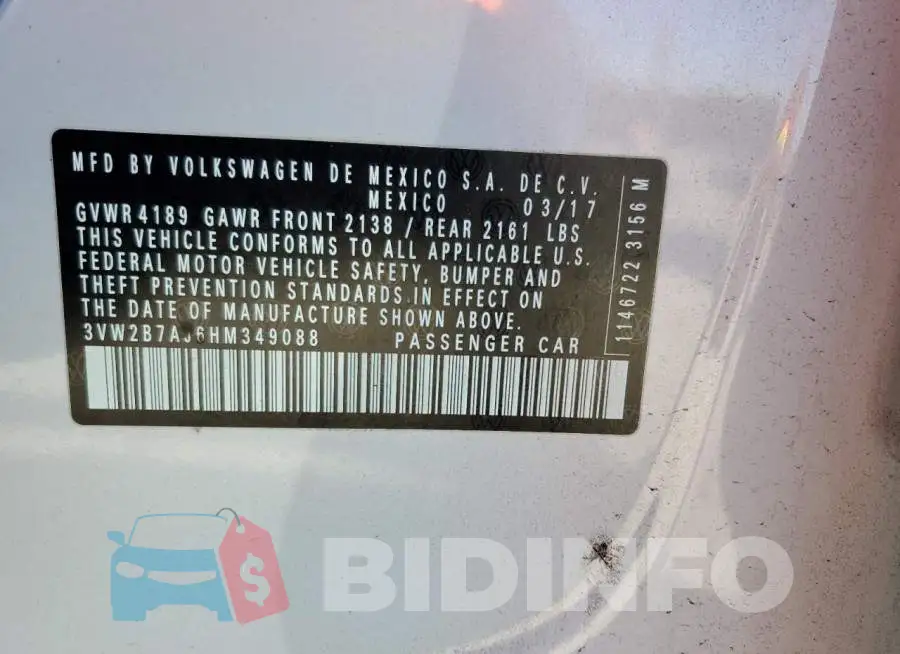 3VW2B7AJ6HM349088 Photo# 12