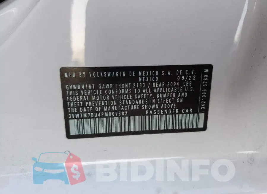 3VW7M7BU4PM007582 Photo# 12