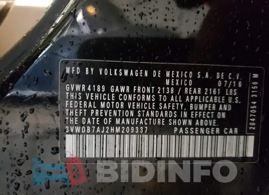3VWDB7AJ2HM209337 Photo# 12