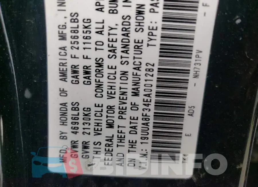 19UUA8F34EA001282 Photo# 10
