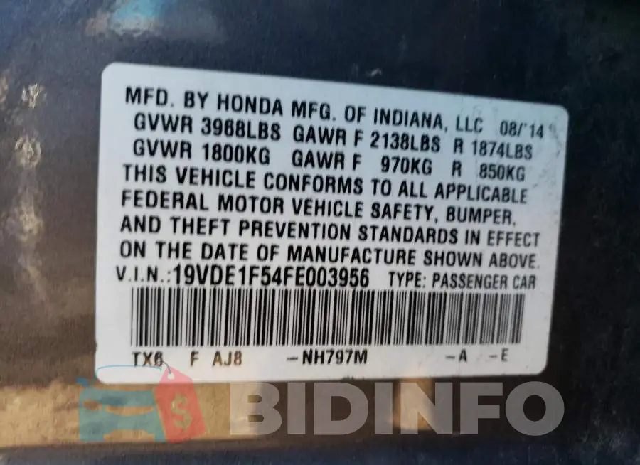 19VDE1F54FE003956 Photo# 12